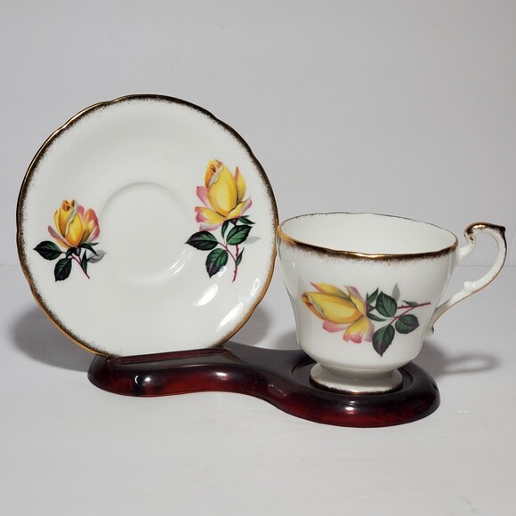 Paragon Demitasse (small) Teacup and Saucer Yellow Roses - Picture 2 of 10